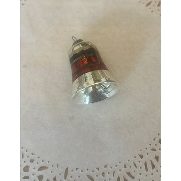 Vintage Handblown Glass Christmas Ornaments Set Of 5 Pink Silver Teardrop Bell - Picture 5 of 5